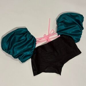 Handmade Upcycled reworked leather and satin tube top by me <3